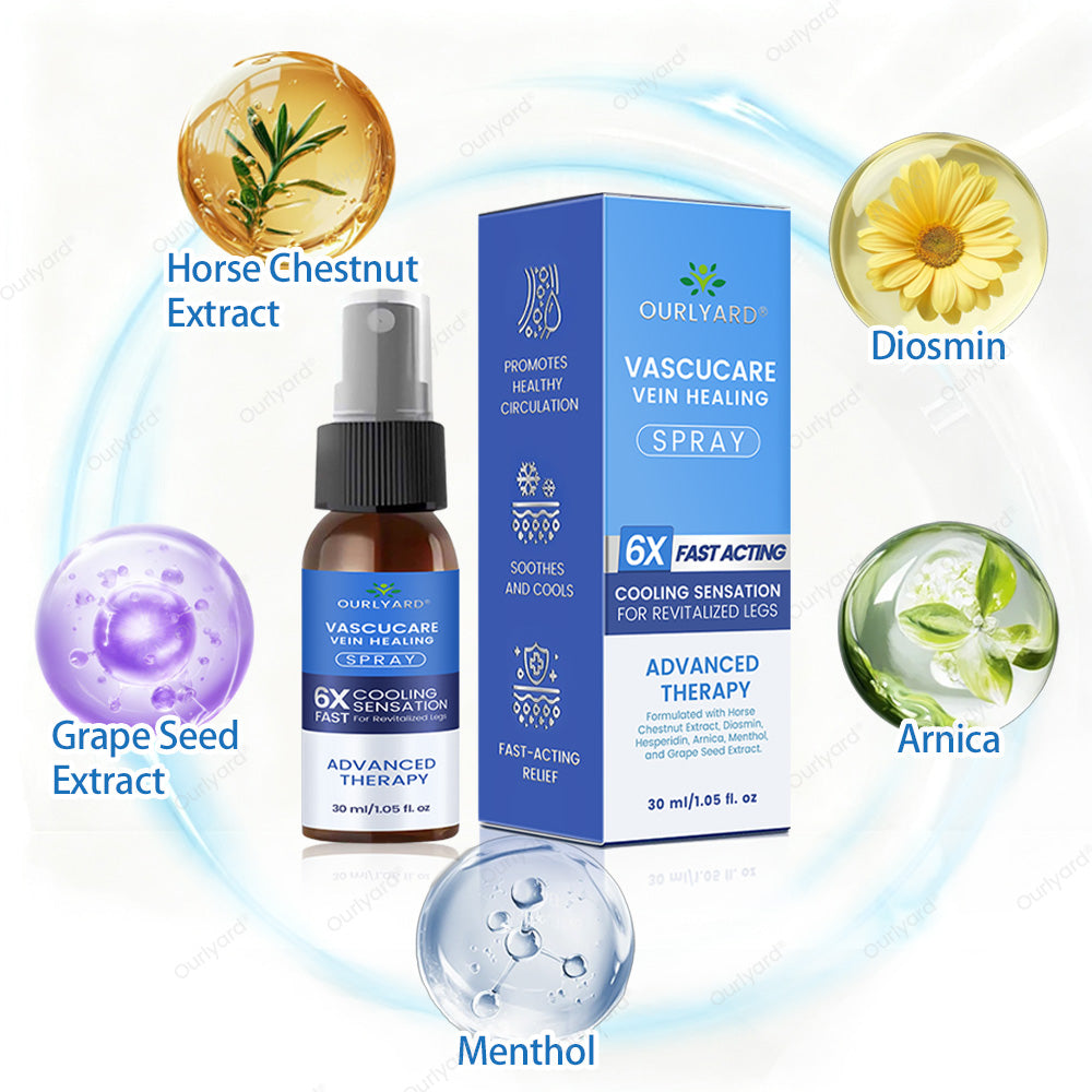 ✅Ourlyard® VascuCare Vein Healing Spray(Designed for Varicose veins, Spider veins, Deep vein Thrombosis, Chronic venous insufficiency, Venous ulcers, Thrombophlebitis and other venous issues)
