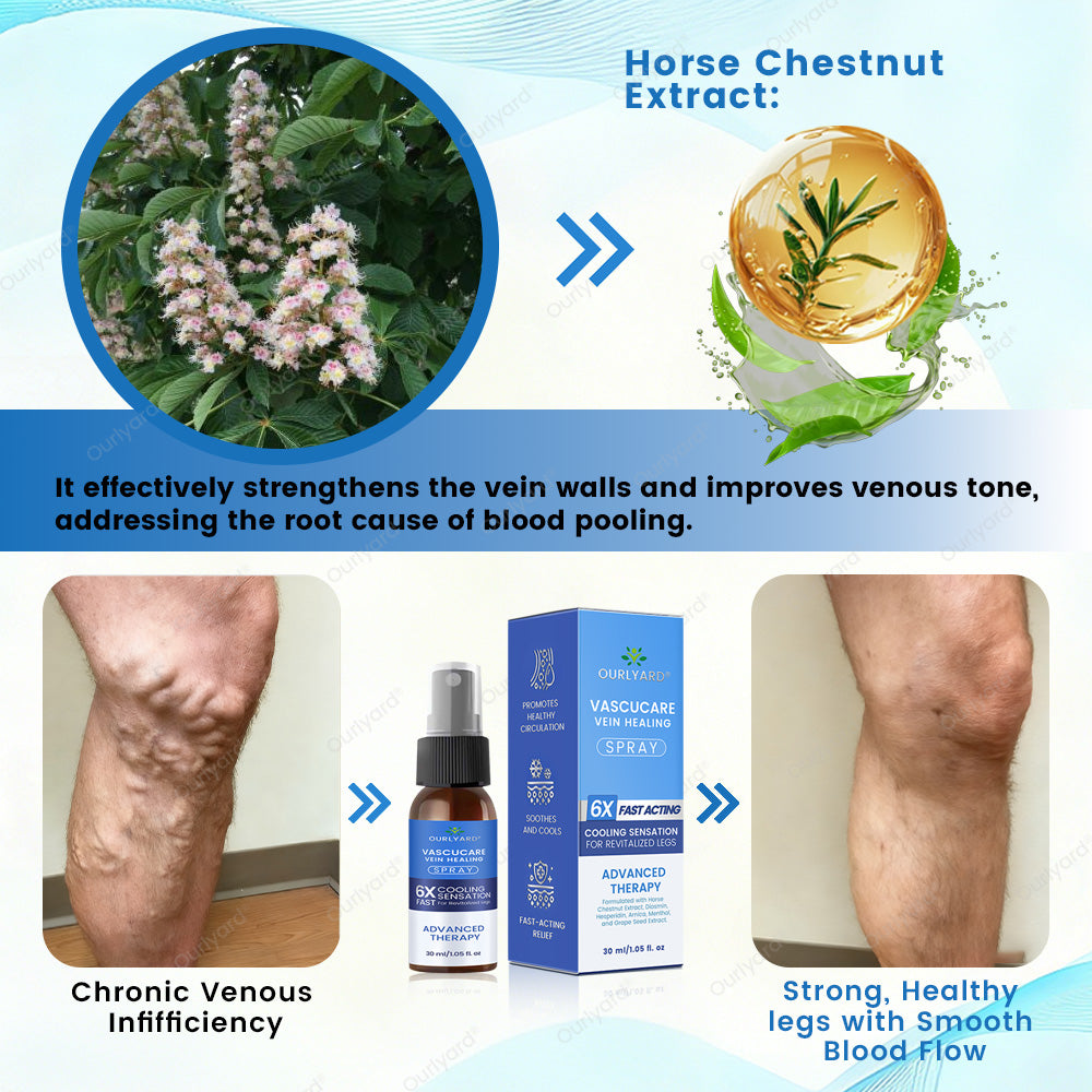 ✅Ourlyard® VascuCare Vein Healing Spray(Designed for Varicose veins, Spider veins, Deep vein Thrombosis, Chronic venous insufficiency, Venous ulcers, Thrombophlebitis and other venous issues)