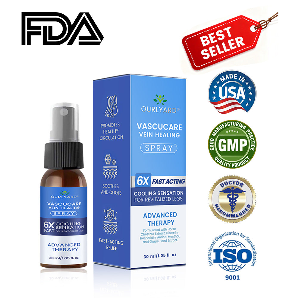 ✅Ourlyard® VascuCare Vein Healing Spray(Designed for Varicose veins, Spider veins, Deep vein Thrombosis, Chronic venous insufficiency, Venous ulcers, Thrombophlebitis and other venous issues)