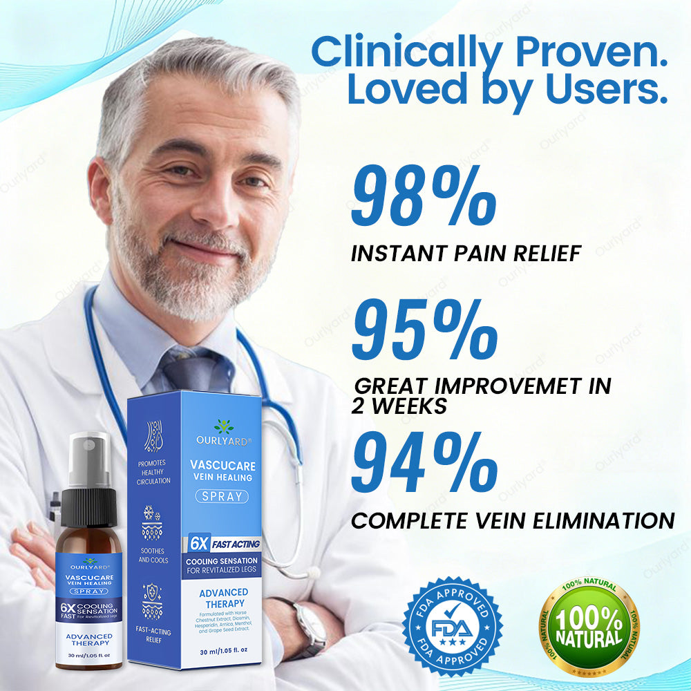 ✅Ourlyard® VascuCare Vein Healing Spray(Designed for Varicose veins, Spider veins, Deep vein Thrombosis, Chronic venous insufficiency, Venous ulcers, Thrombophlebitis and other venous issues)