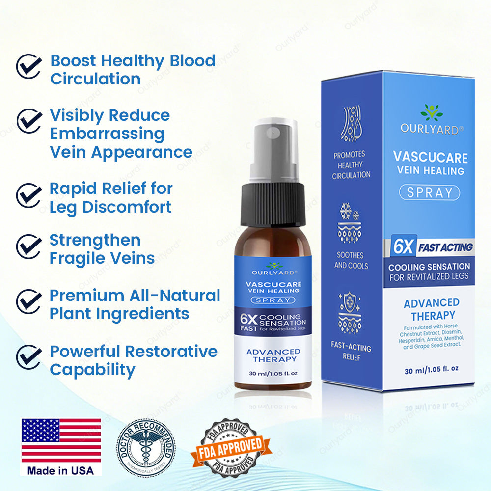 ✅Ourlyard® VascuCare Vein Healing Spray(Designed for Varicose veins, Spider veins, Deep vein Thrombosis, Chronic venous insufficiency, Venous ulcers, Thrombophlebitis and other venous issues)